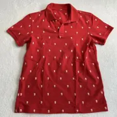 UNIQLO 赤色 刺繍ライオン柄 ポロシャツ Mサイズ