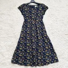 美品✨️シビラ 近年 総刺繍 花柄 半袖ワンピース ネイビー M 洗える