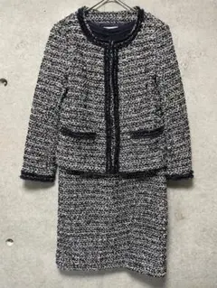 23区 オンワード ツイード ワンピース スーツ セットアップ 38 ビジュー