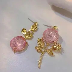 ボディピアス 左右非対応　花 チャーム キャッチ 薔薇 バラ ピンク かわいい