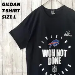 アメリカ古着GILDAN NFL バッファロービルズプリントTシャツ　サイズL黒