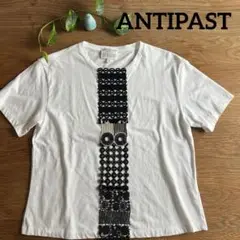 美品　人気のアンティパスト　半袖　白　ホワイト　刺繍　Tシャツ　コットン100%