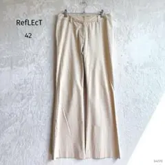 リフレクト ストレッチパンツ【42】ストレート 涼感 ベージュ 大きいサイズ