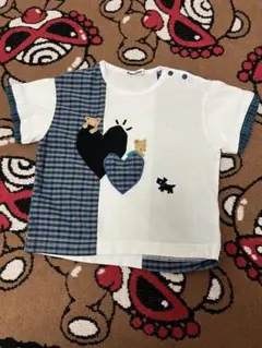 ファミリア　ハート×チェック　Tシャツ　90