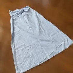 【美品】ノーブランド 青ストライプ 夏 ロングスカート