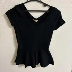 ROSE BUD ブラック ペプラムトップス 半袖