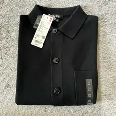 UNIQLOミラノリブシャツカーディガン　ブラック M サイズ 黒　ユニクロ