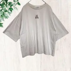 gleamグリーム【M】Tシャツ/クマ刺繍/Yippee/ゆったり/半袖/ワイド