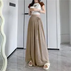 ガウチョパンツ　ワイドパンツ　キュロット　楽チン　普段着　ゆったり　体型カバー