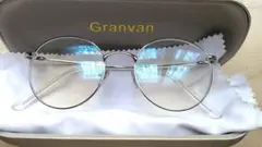 Granvan UVカットブルーライトカットラウンドメガネ クリアレンズ