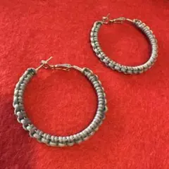 グレー フープピアス 2個セット