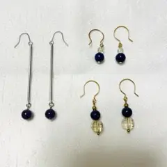 ハンドメイド　天然石　ピアス3点　まとめ売り