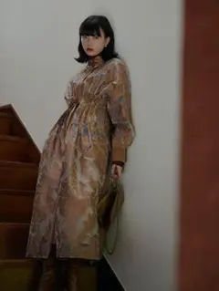 2WAY LEAF PATTERN QUILTING COAT