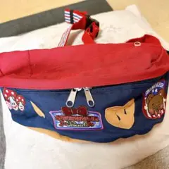 SWIMMER 刺繍ワッペンボディバッグ ネイビー/レッド