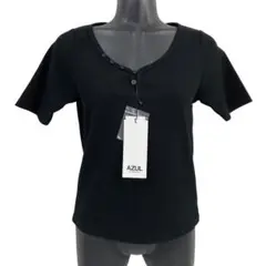 タグ付き AZUL by moussy 半袖リブTシャツ レディースS ブラック