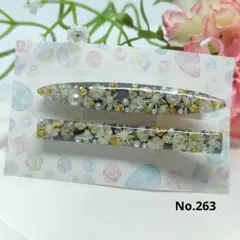 【No.263】ドライフラワー ヘアクリップ 2本セット (レジン)