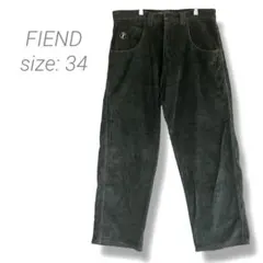 【FIEND】コーデュロイストレートパンツ 34 ダークグリーン ワンポイント有