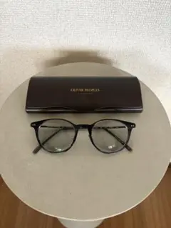 【美品】OLIVER PEOPLES ネイビーラウンドメガネ