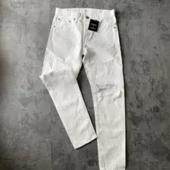 【MOUSSY】マウジー(25)ホワイトデニムパンツ ダメージ加工 貫通タイプ