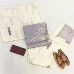 【1445】着物 小紋 袷 正絹 単品販売♪ 白