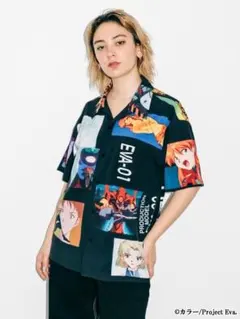誠実 【美品】X-girl × エヴァンゲリオン 開襟半袖シャツ Mサイズ