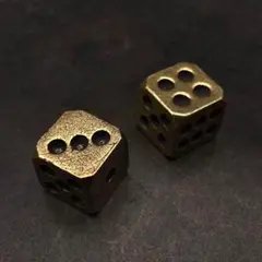 036 真鍮 置物 サイコロ 2個 ダイス ビンテージ 風水 開運 金運 グッズ