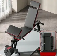 折りたたみ式トレーニングベンチ グレーと赤
