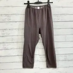 古着✨【L】パンツ スパッツ カシミヤ ゆったり レース チャコールグレー