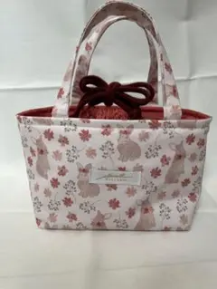 SALE ハンドメイド　保温保冷　巾着　弁当袋　うさぎとお花