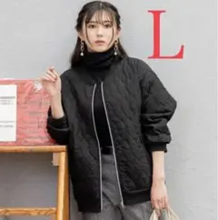 しまむら 三原羽衣 キルトロングブルゾン サイズL