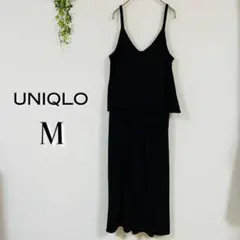 【美品】UNIQLO キャミソールオールインワン M ブラック マタニティOK