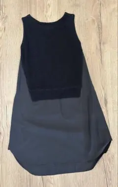 ADAWAS ノースリーブニットワンピース ブラック
