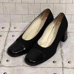 Miss Blue LARIO ブラック スエード パンプス 中ヒール 24cm
