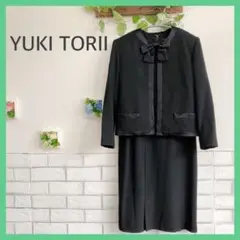 ユキトリイ アンサンブル セットアップ ワンピース ブラック 9号 M 上品