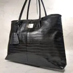 ナノユニバース トートバッグ クロコ型押し ビジネス 大容量 A4可 ブラック