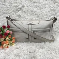 良品 ✨ トッズ ショルダーバッグトッズ 2way シボ革 ホワイト