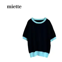 ミエット miette 配色デザイン半袖トップス