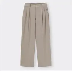 GU タックワイドパンツ 32 BEIGE WOMEN Sサイズ 349940