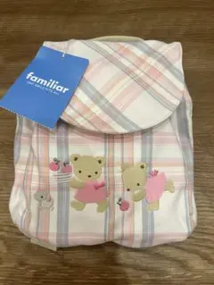 familiar ベビーリュック　チェック柄クマ刺繍