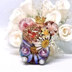 オルゴナイト花とパールの立体オブジェNo.Ｄ-560