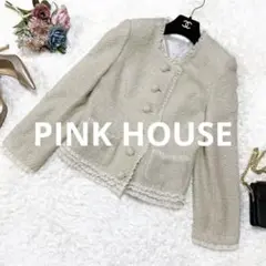 PINK HOUSE ピンクハウス ノーカラージャケット フリル ベージュ M