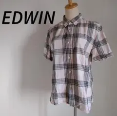 EDWIN/エドウィン　半袖チェックシャツ Mサイズ ピンク/グレー　おしゃれ