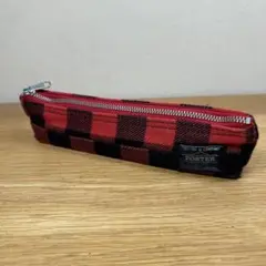 【貴重】Head PORTER ヘッドポーター　レッド　チェック柄ペンケース