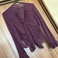 DKNY フリル付きパープルシャツ サイズ4
