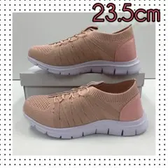 23.5cm 新品 レディース 幅広 超軽量 ニット スリッポン pink