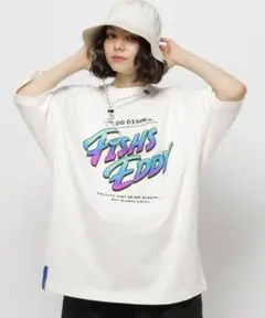 ニコアンド　フィッシュエディ　プリントTシャツ　ユニセックス　ホワイト　Mサイズ
