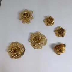 ゴールド バラ デコレーションパーツ 6個セット