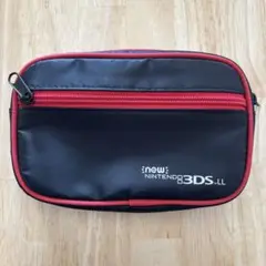 美品　New3DSLL 用 ポーチ ブラック×レッド 保護ケース