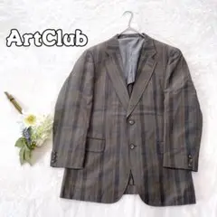 【ArtClub】グレー系 チェック柄 テーラードジャケット メンズ 1856