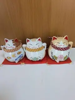 111 猫舎道楽堂　ねこや　招き猫　3匹セット　縁起物